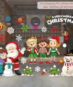 Online American Store 45*60cm 2019 New Year Santa Claus Pull Train Glass Window Christmas Decorations For Home Decorative Wall Stickers Navidad Natal