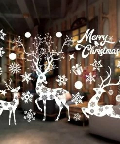 Online American Store 45*60cm 2019 New Year Santa Claus Pull Train Glass Window Christmas Decorations For Home Decorative Wall Stickers Navidad Natal