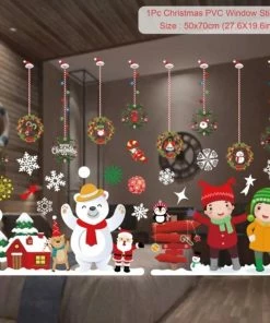 Online American Store 45*60cm 2019 New Year Santa Claus Pull Train Glass Window Christmas Decorations For Home Decorative Wall Stickers Navidad Natal