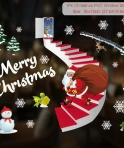 Online American Store 45*60cm 2019 New Year Santa Claus Pull Train Glass Window Christmas Decorations For Home Decorative Wall Stickers Navidad Natal