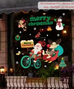 Online American Store 45*60cm 2019 New Year Santa Claus Pull Train Glass Window Christmas Decorations For Home Decorative Wall Stickers Navidad Natal