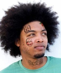 The American Store Halloween Temporary Tekashi69 Tattoos Tekashi 6ix9ine Face Tattoo Set | Temporary Tattoos | Halloween Costume Tattoos For Women | 69 Party Tattoos For Men | Skin Safe | 18 Tattoos Total
