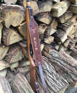 The American Store Personalized Leather Gun Sling Strap | Custom Rifle Shotgun Deer Sling With Tracks Deluxe XL Deer Head Is 2
