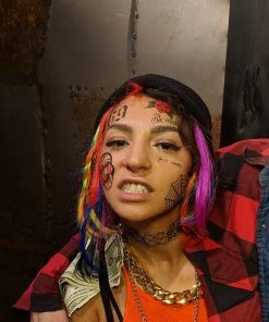 The American Store Halloween Temporary Tekashi69 Tattoos Tekashi 6ix9ine Face Tattoo Set | Temporary Tattoos | Halloween Costume Tattoos For Women | 69 Party Tattoos For Men | Skin Safe | 18 Tattoos Total