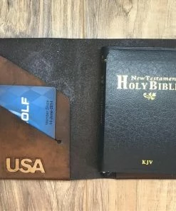 The American Store Handmade Leather Bible Cover | KJV Pocket Size Military Bible For Christian Gift Religious Bible Covers & Accessories