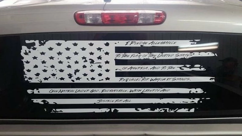 The American Store Distressed Pledge Flag Vinyl Decal USA American Flag Decal Pledge Of Allegiance Truck Back Window Flag Patriotic Stickers 5 The American Store Distressed Pledge Flag Vinyl Decal USA American Flag Decal Pledge Of Allegiance Truck Back Window Flag Patriotic Stickers