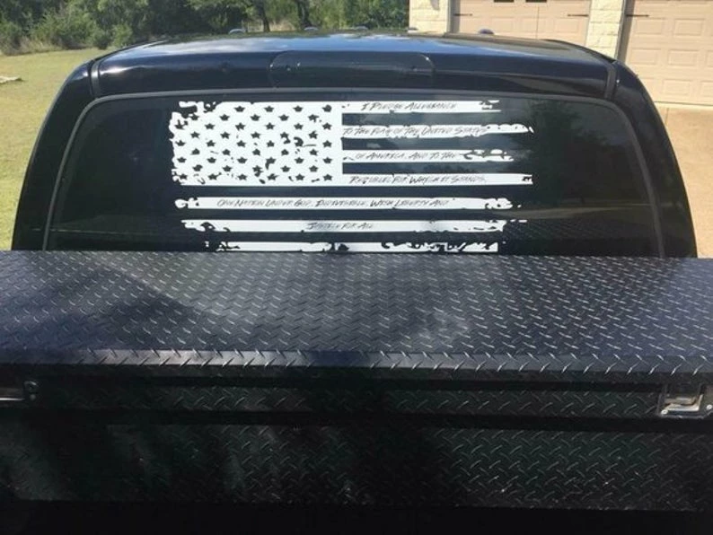The American Store Distressed Pledge Flag Vinyl Decal USA American Flag Decal Pledge Of Allegiance Truck Back Window Flag Patriotic Stickers 7 The American Store Distressed Pledge Flag Vinyl Decal USA American Flag Decal Pledge Of Allegiance Truck Back Window Flag Patriotic Stickers