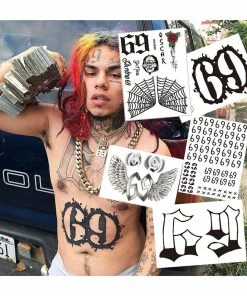 The American Store Halloween Temporary Tekashi69 Tattoos Tekashi 69 Neck Temporary Tattoo Set - Tekashi69 Halloween Costume | Rappers Temporary Tattoos